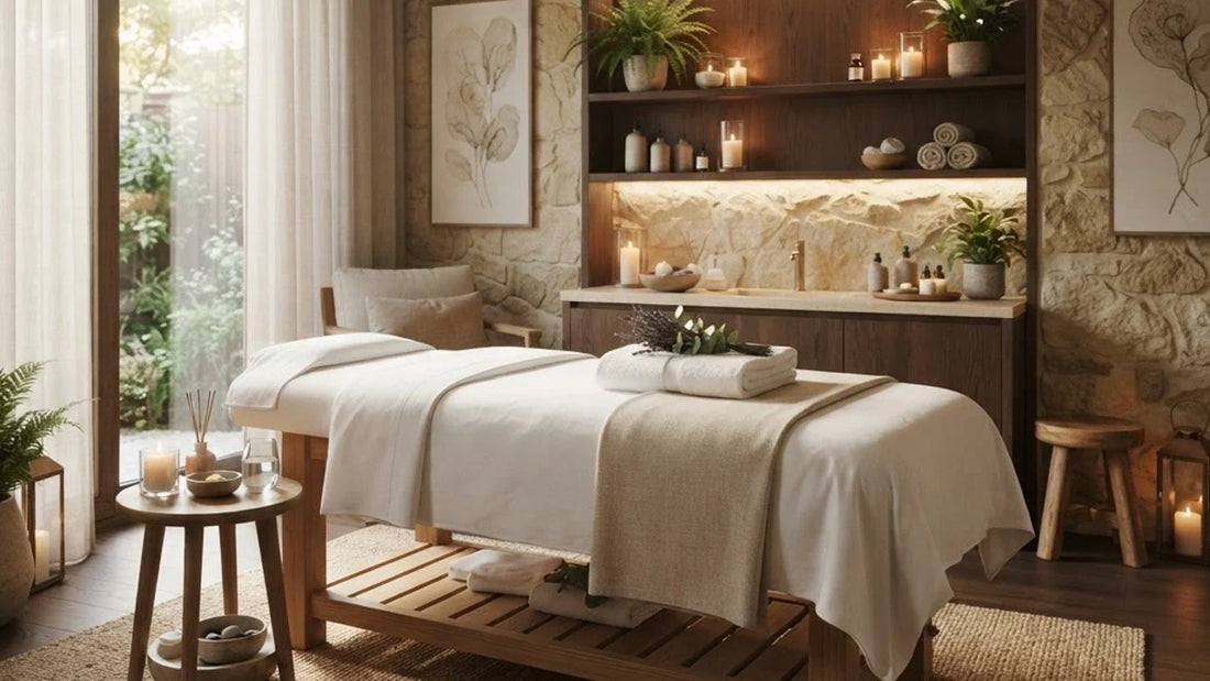 Salle de soin spa avec table de massage pour spa - Le Bon Massage