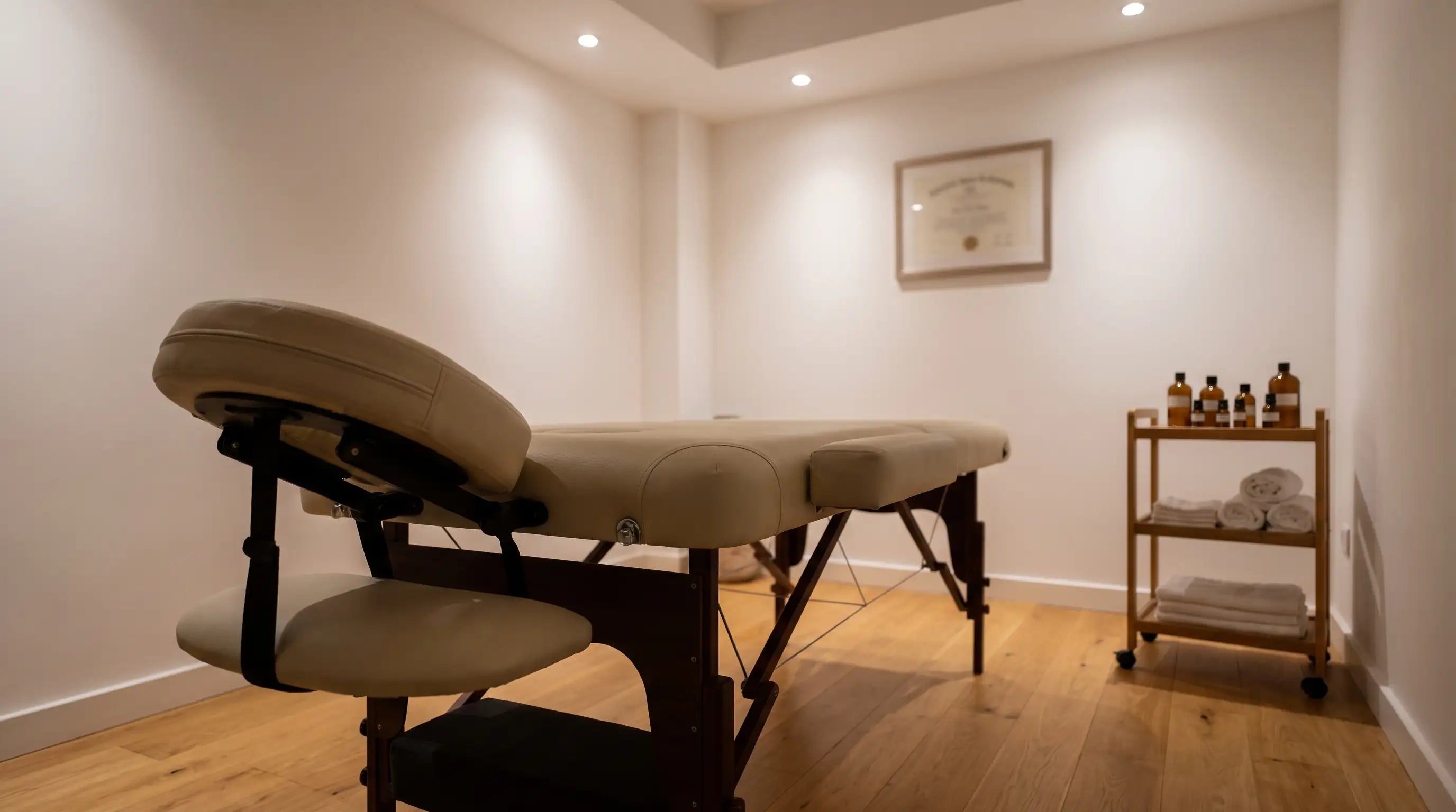 Table de massage professionnelle dans un cabinet de kinésithérapie, sélection Le Bon Massage