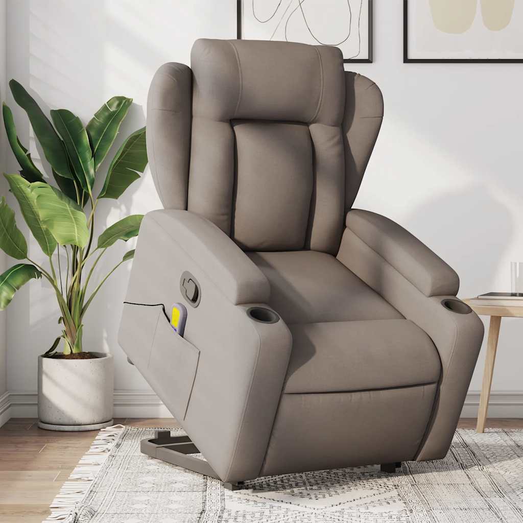 Fauteuil Inclinable De Massage Électrique Tissu Taupe