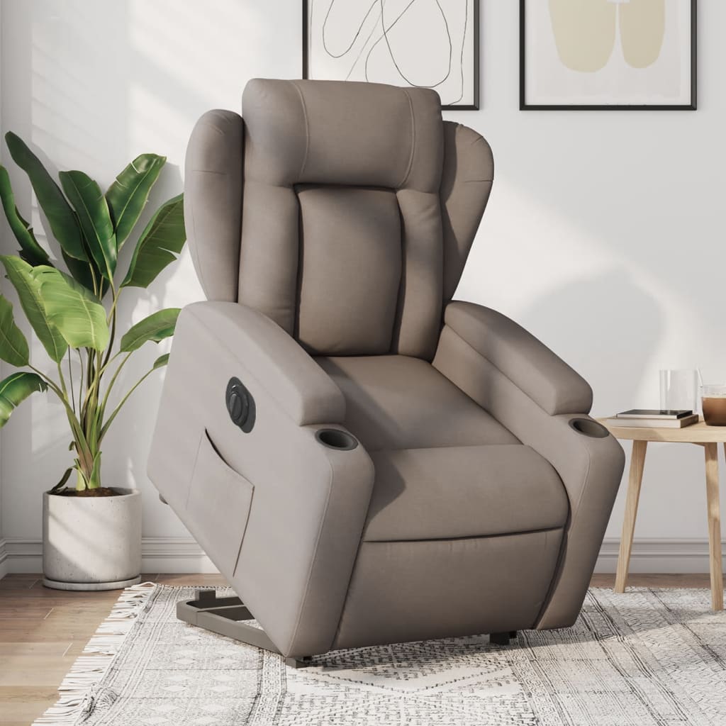Fauteuil Inclinable De Massage Électrique Tissu Taupe