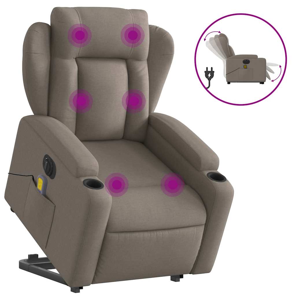 Fauteuil Inclinable De Massage Électrique Tissu Taupe