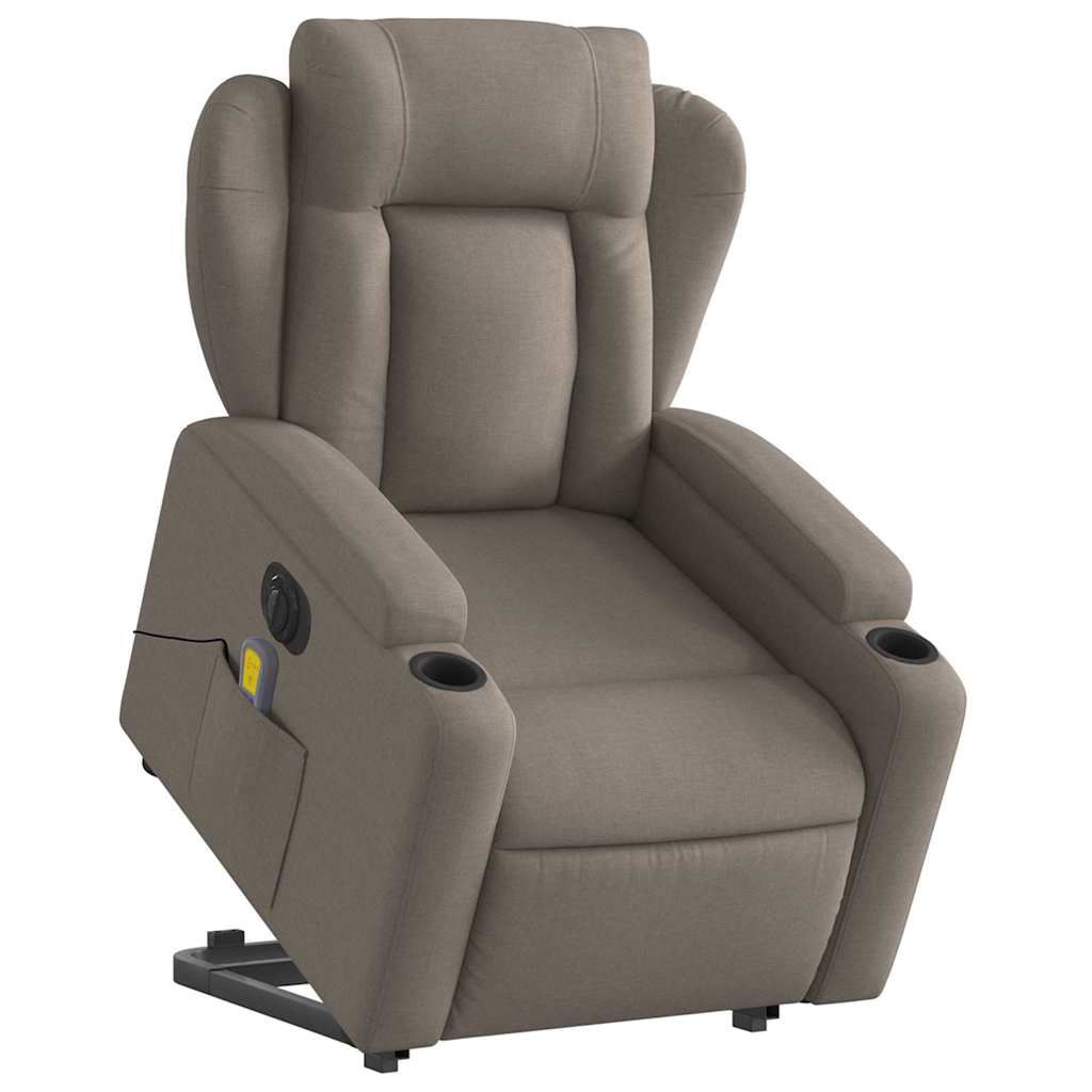 Fauteuil Inclinable De Massage Électrique Tissu Taupe