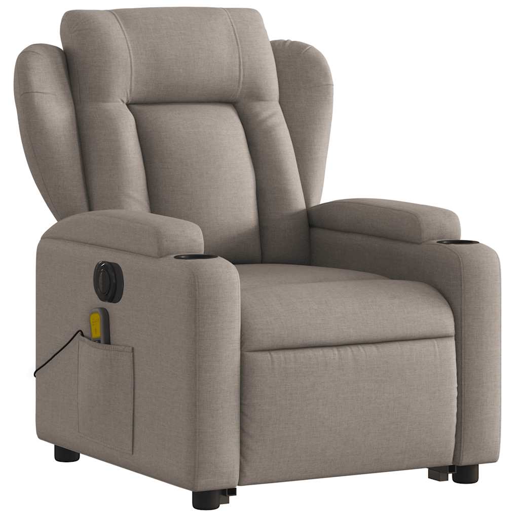 Fauteuil Inclinable De Massage Électrique Tissu Taupe