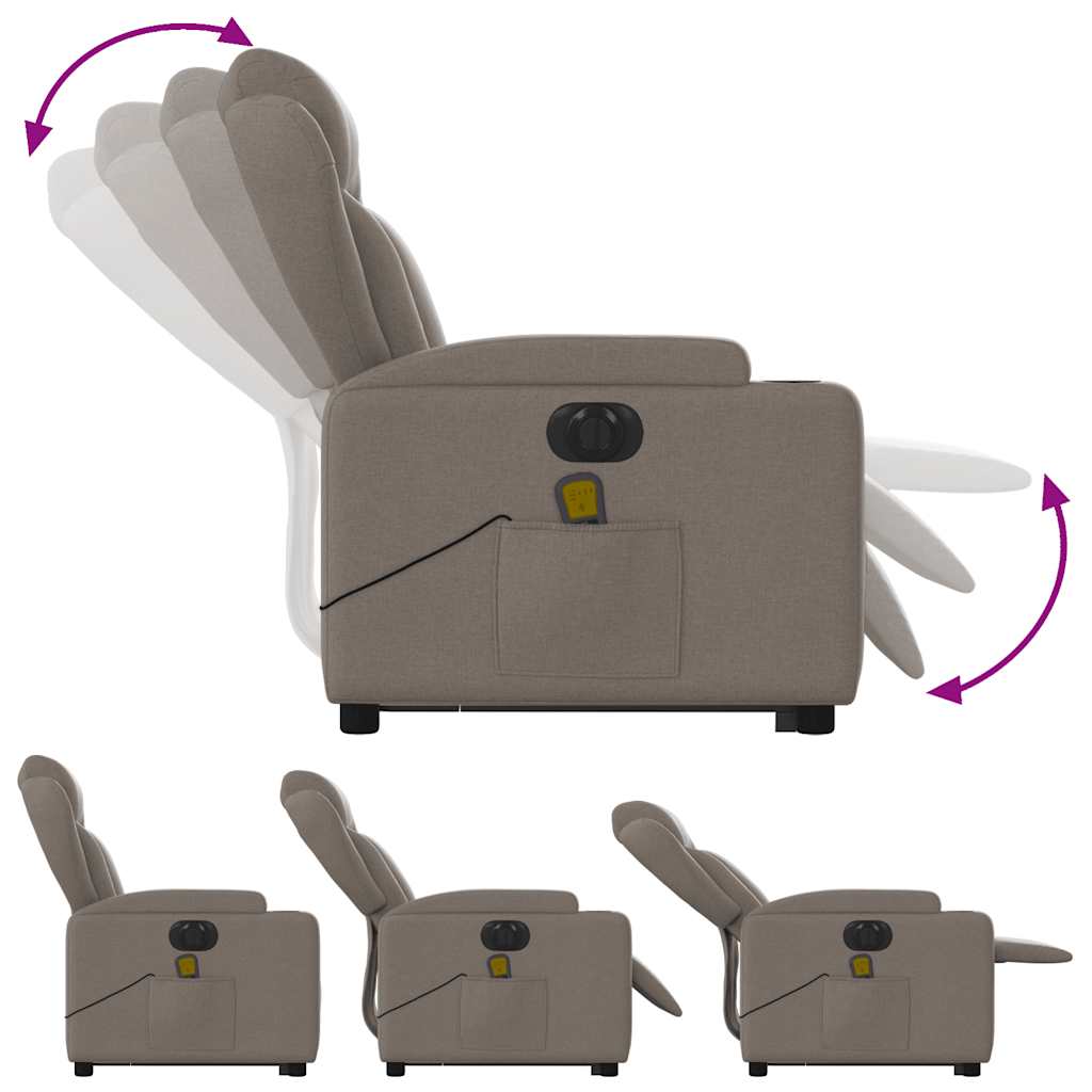 Fauteuil Inclinable De Massage Électrique Tissu Taupe