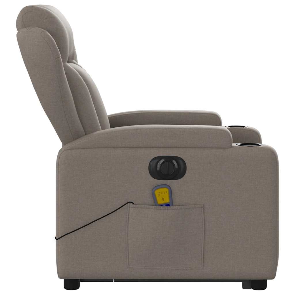 Fauteuil Inclinable De Massage Électrique Tissu Taupe