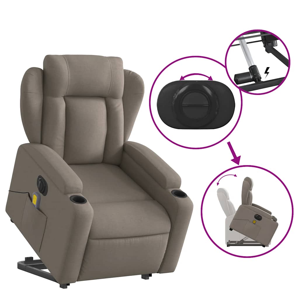 Fauteuil Inclinable De Massage Électrique Tissu Taupe
