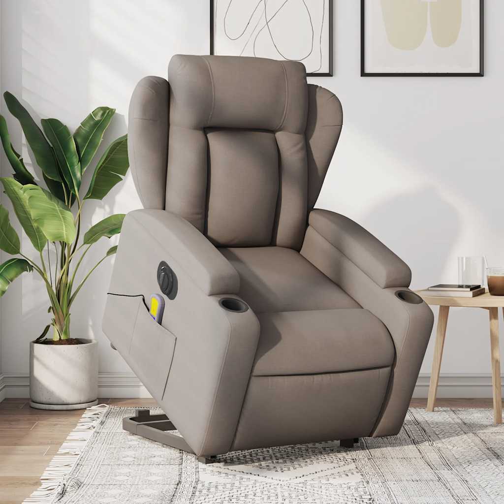 Fauteuil Inclinable De Massage Électrique Tissu Taupe