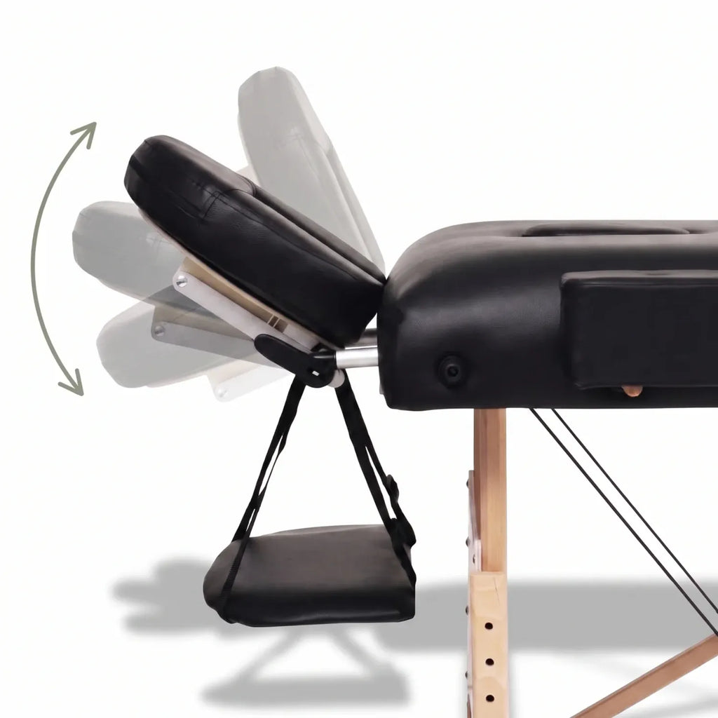 Démonstration de l'inclinaison réglable de la têtière de la table de massage en bois pliable - Le Bon Massage