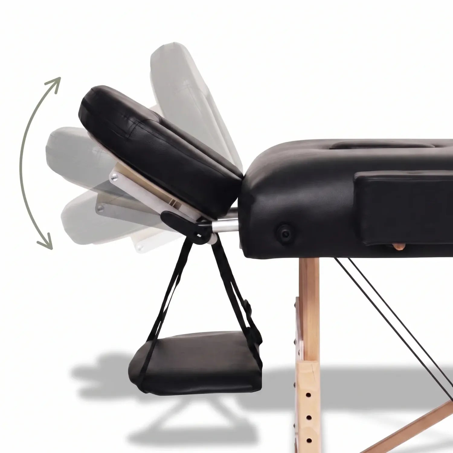 Démonstration de l'inclinaison réglable de la têtière de la table de massage en bois pliable - Le Bon Massage