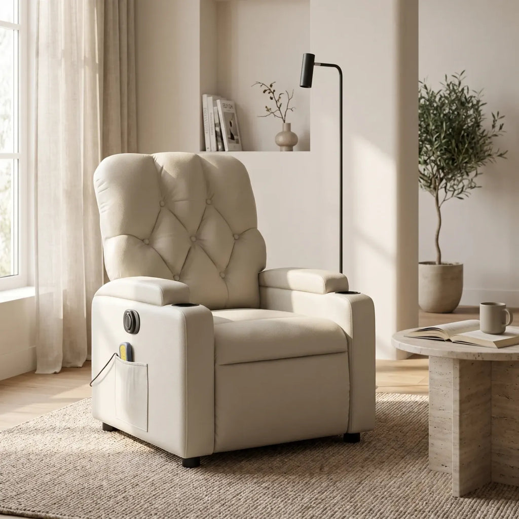 Fauteuil massant électrique inclinable en similicuir