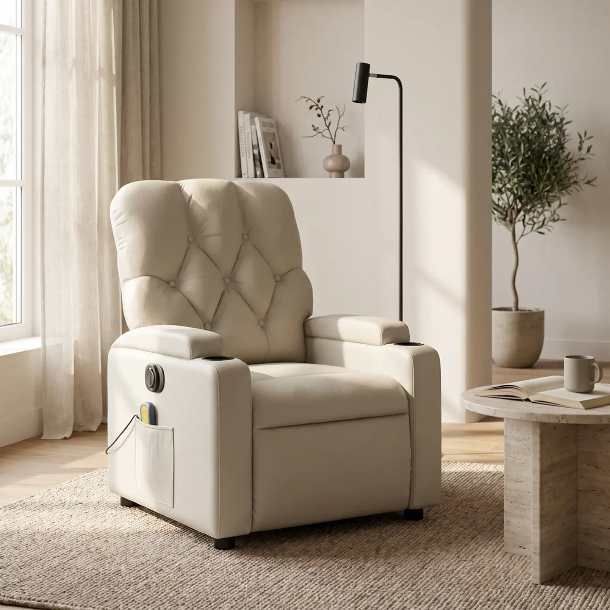 Fauteuil massant électrique inclinable en similicuir