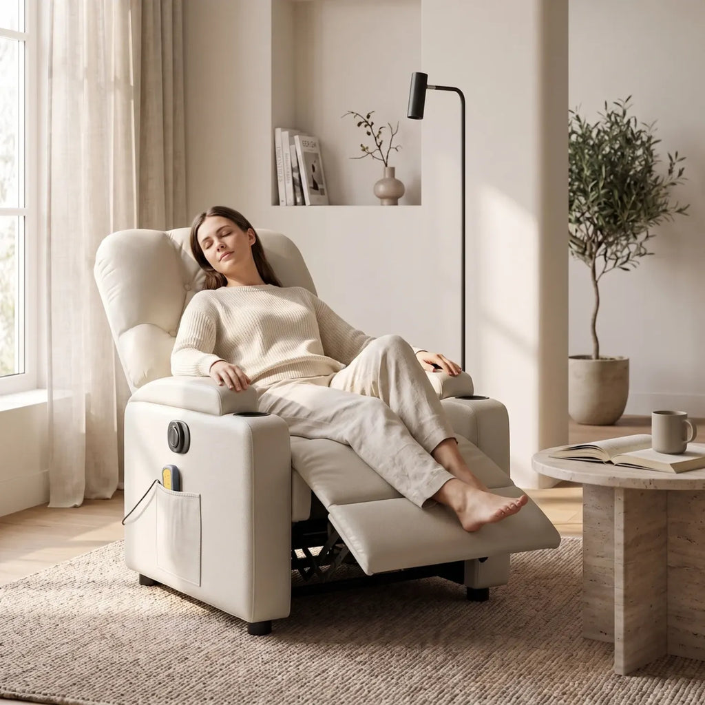 Fauteuil massant électrique inclinable en similicuir