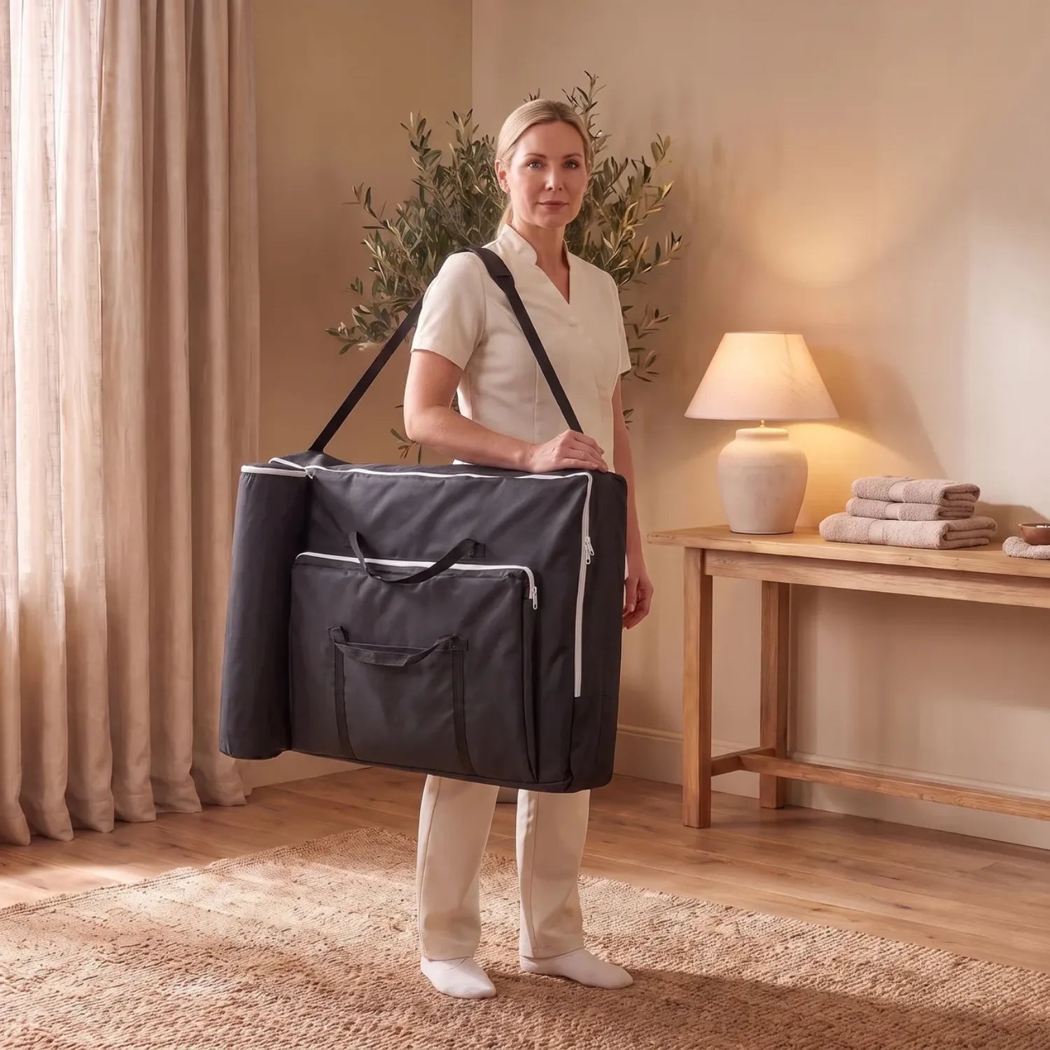 Sac de transport de la table de massage en bois pliable, transport facile avec bandoulière - Le Bon Massage
