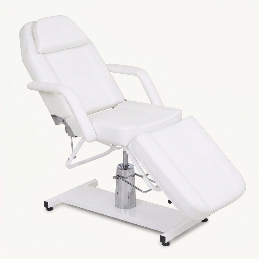 Table de massage fixe blanc fond blanc
