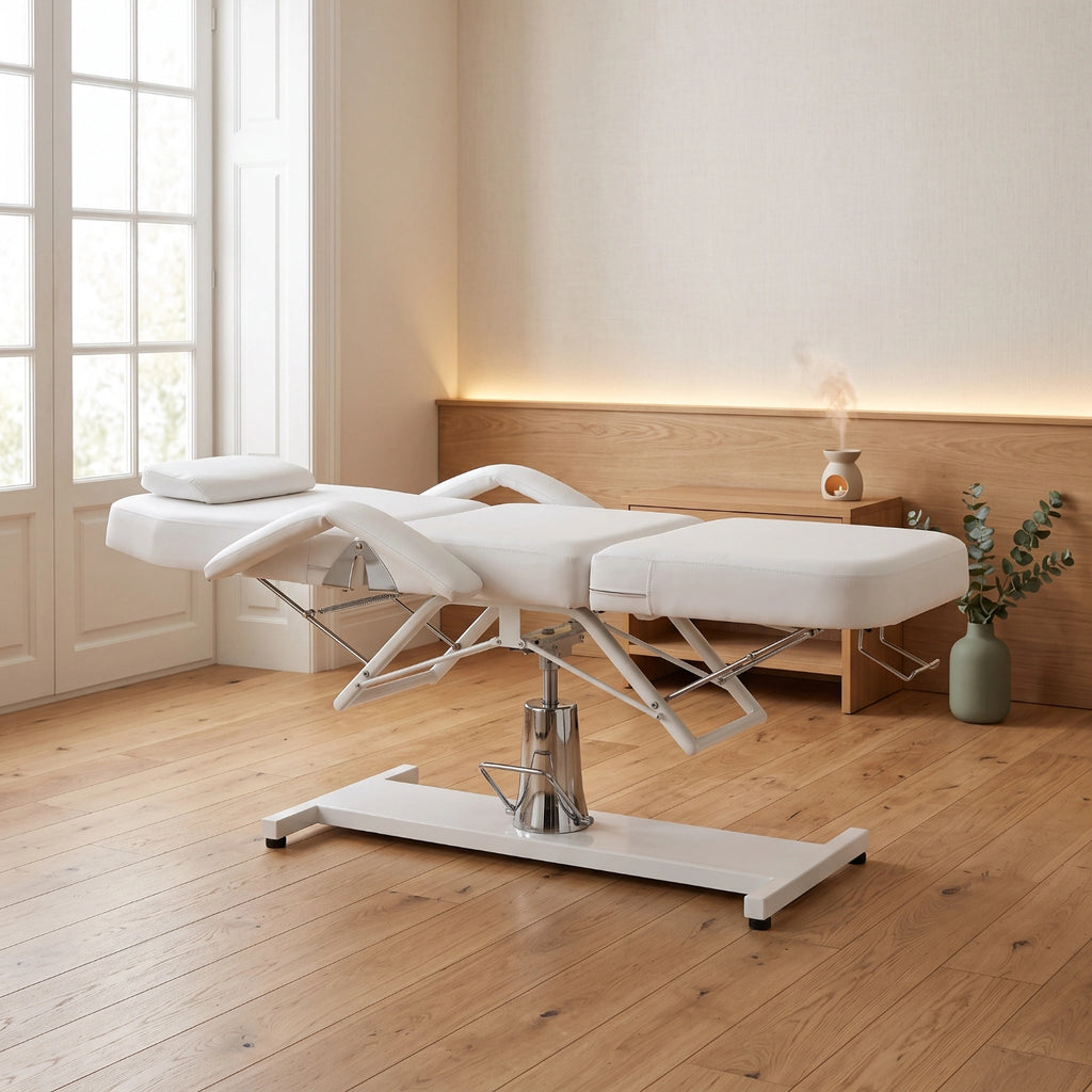 Table de massage fixe blanc mis en scene cabinet
