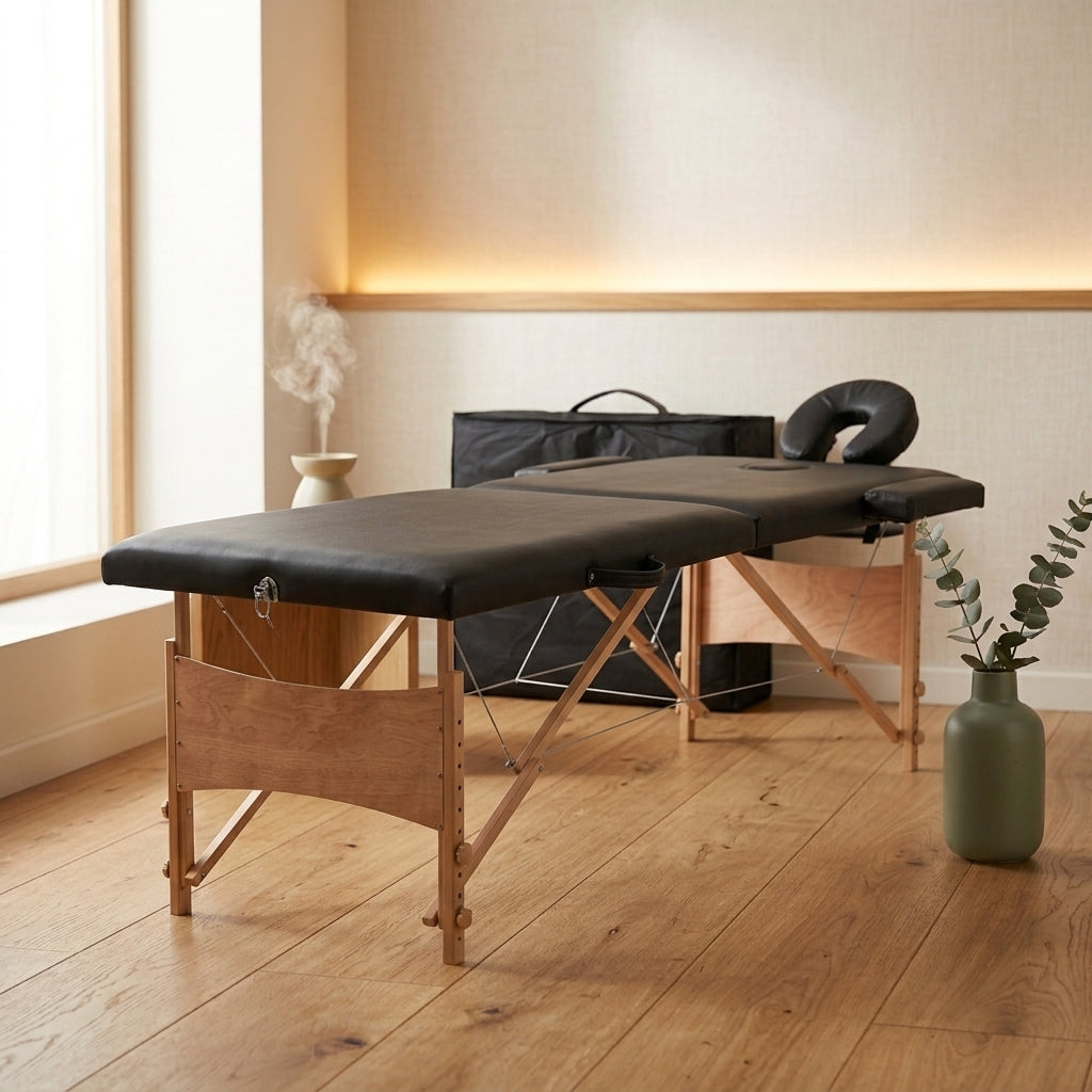 Table de massage pliante mise en situation cabinet lebonmassage