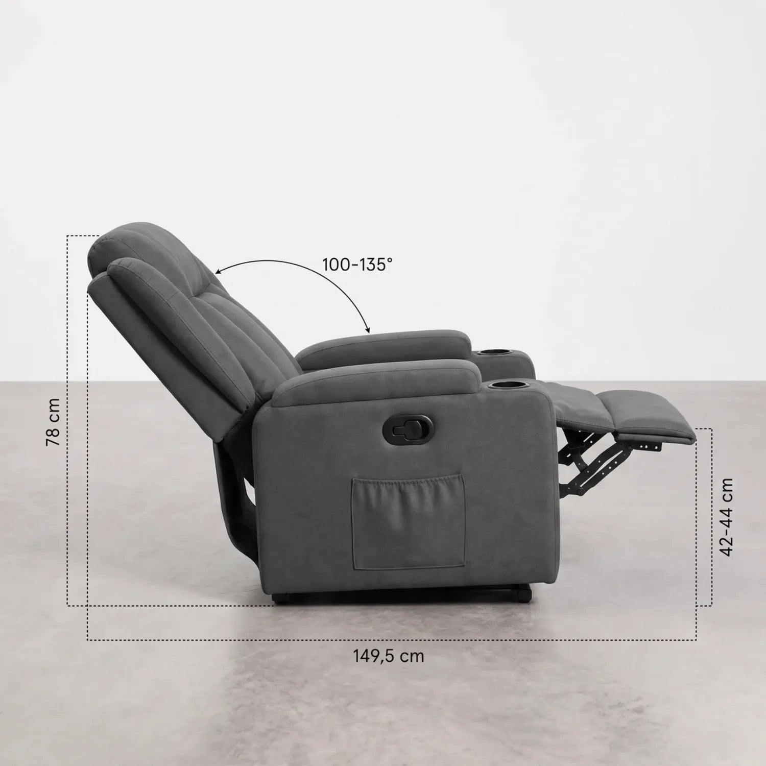Fauteuil releveur électrique, dimensions en position inclinée 149,5 cm et inclinaison 100 à 135 degrés - Le Bon Massage